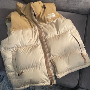 Khaki woman’s northface puffer vest